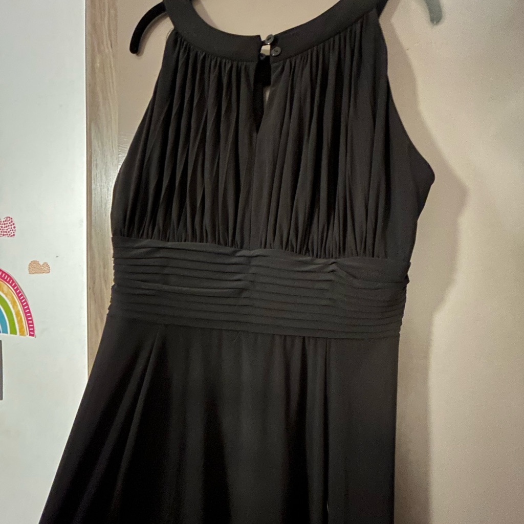 Slny Black Pleated Sleeveless Dress
